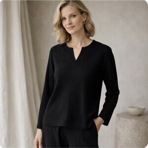 Black Sz M Black Anikki Kariven Made in Finland LS B Neck 100% Wool Luxury Top